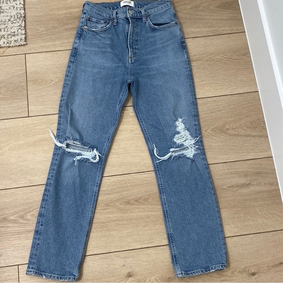 AGOLDE Wilde Ripped Straight Leg Whiplash Jeans 25 - Picture 3 of 9